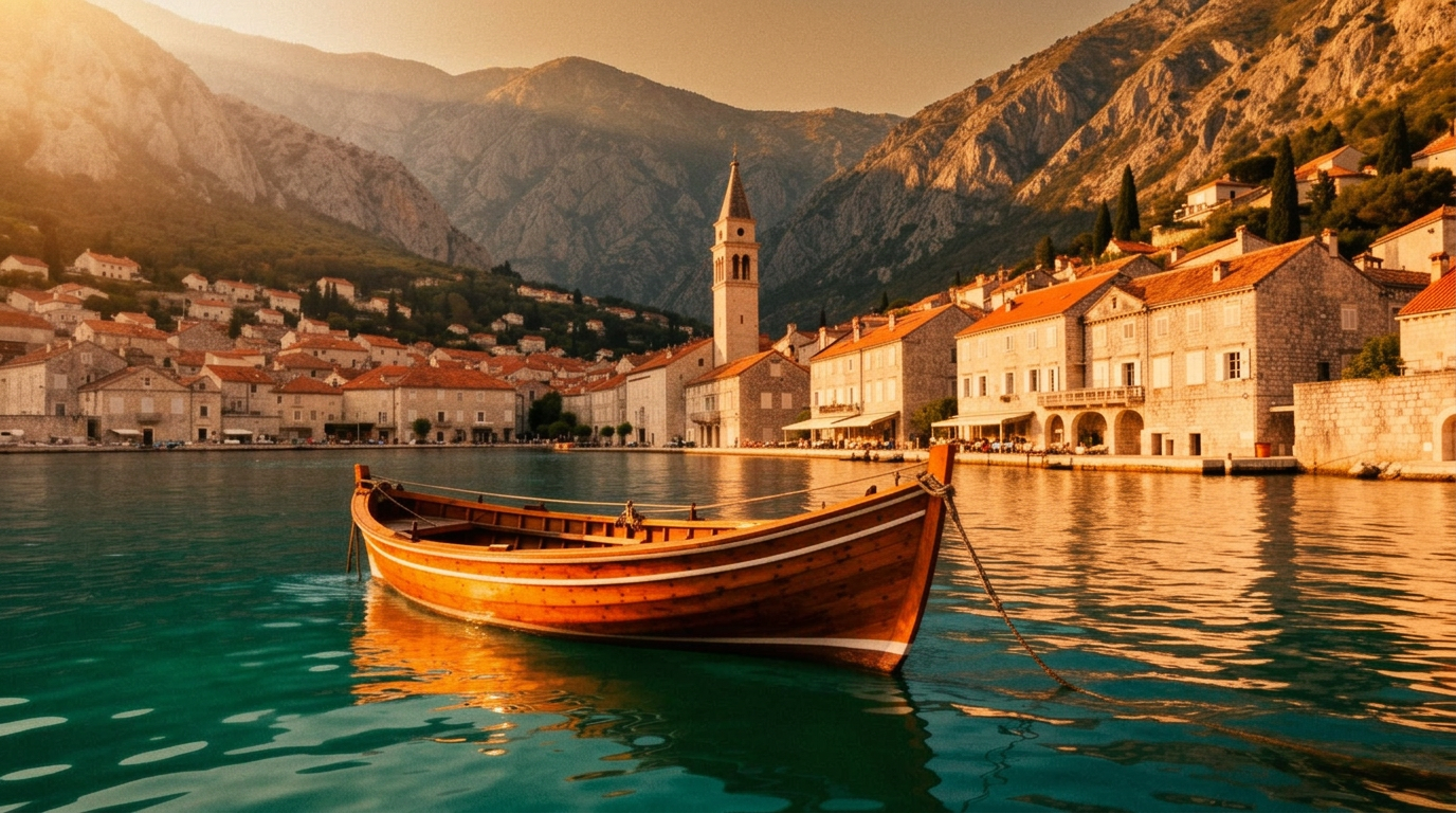Boat tour on turquoise water in Perast Montenegro
